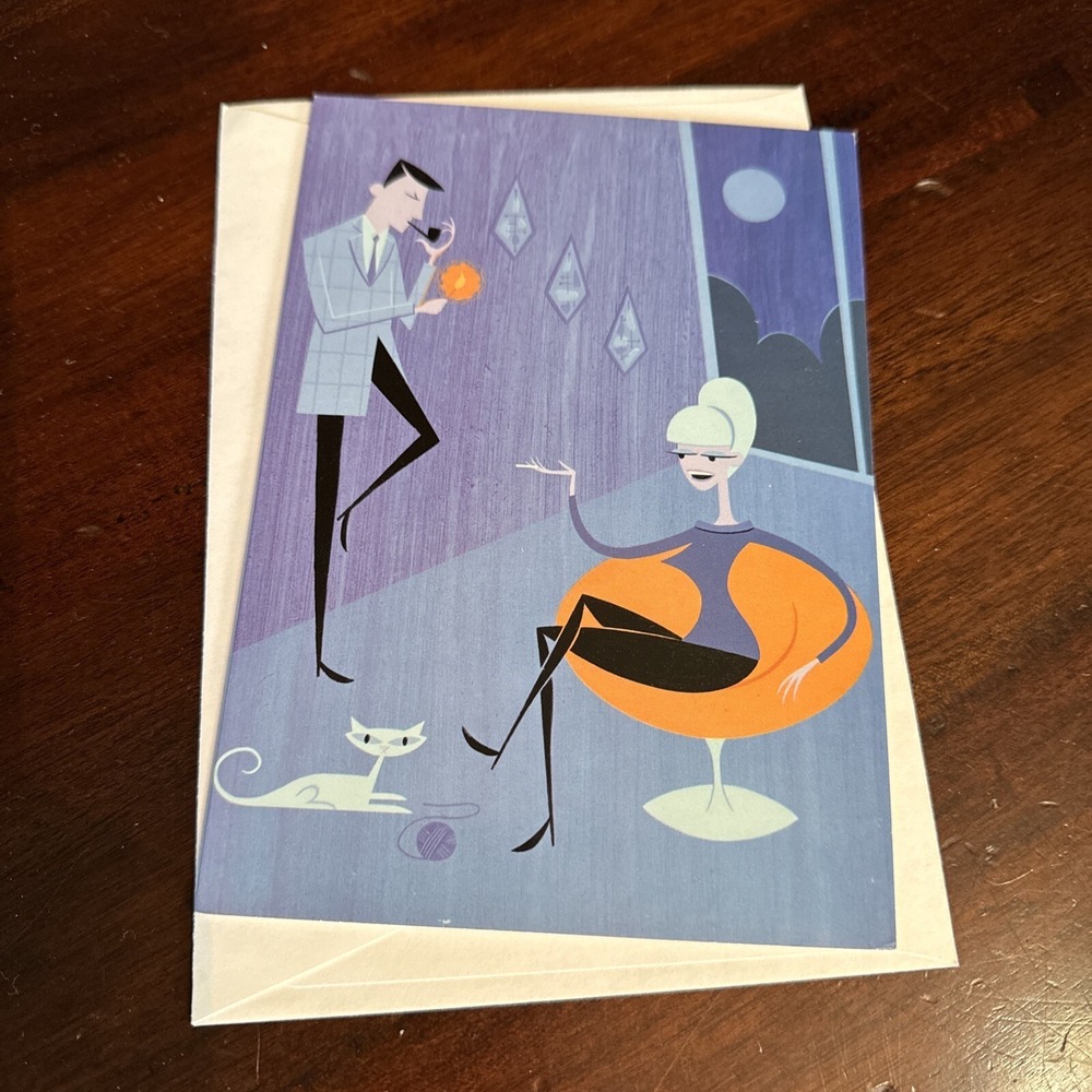 Valentines Day Greeting Card SHAG Josh Agle MCM Retro Art Purple Mad Men Blonde - Picture 2 of 4